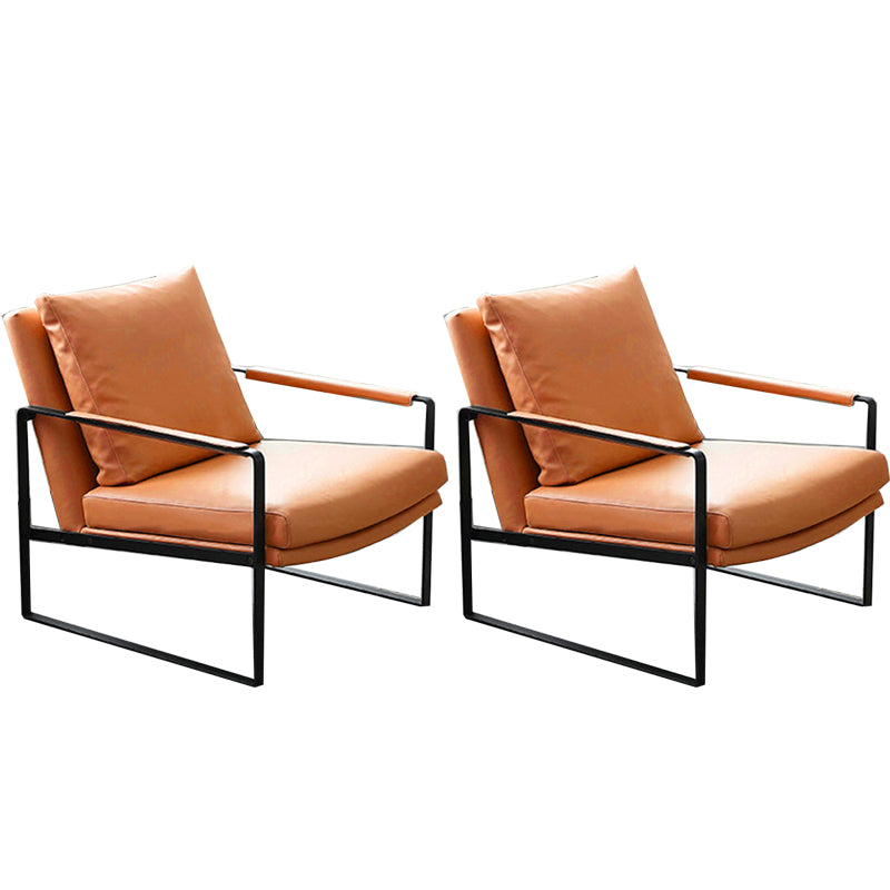 Mid-Century Modern Sled Arm Chair Leather Accent Armchair for Bedroom and Living Room