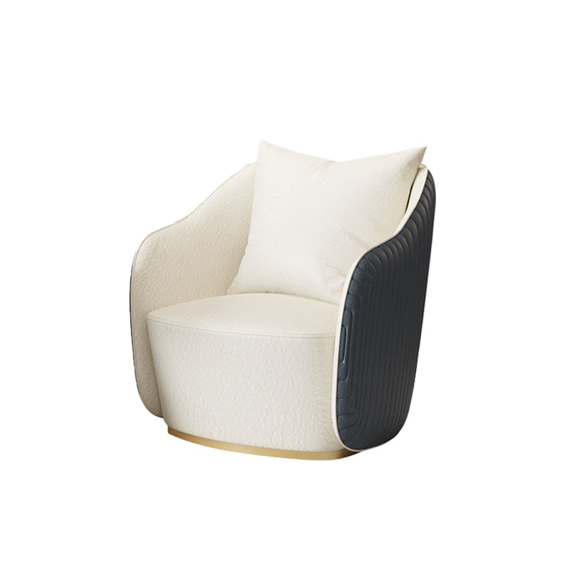 Glam Real Aniline Leather Arms Included with Pillow Barrel Accent Chair