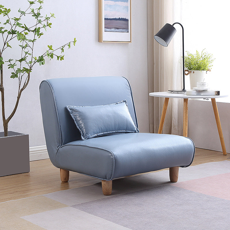 24.4" Wide Faux Leather Fixed Back Sponge Armless Slipper Chair