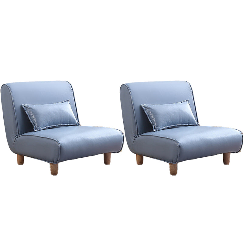 24.4" Wide Faux Leather Fixed Back Sponge Armless Slipper Chair