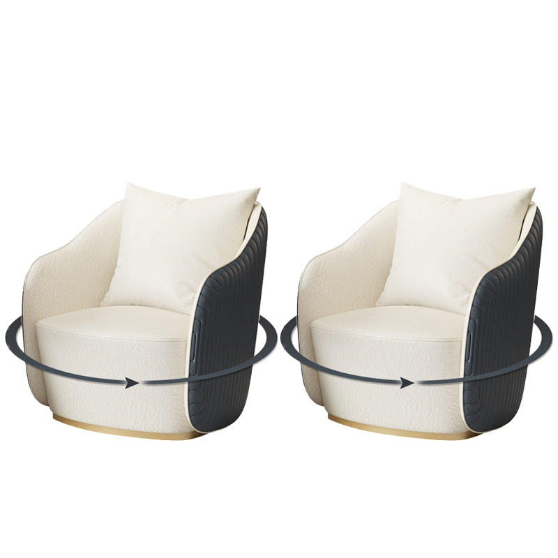 Mid-Century Modern Leather Barrel Chair Fixed Back Barrel Chair for Living Room