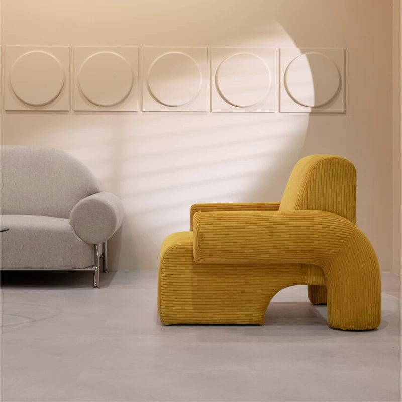 Mid-Century Modern Sled Accent Armchair Fixed Back Arm Chair for Living Room and Bedroom