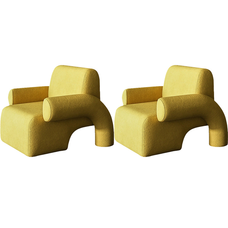 Mid-Century Modern Sled Accent Armchair Fixed Back Arm Chair for Living Room and Bedroom