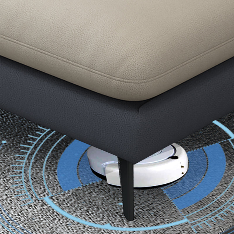 4-Seater L-Shape Sectional with Pillows Back and Slopped Arms