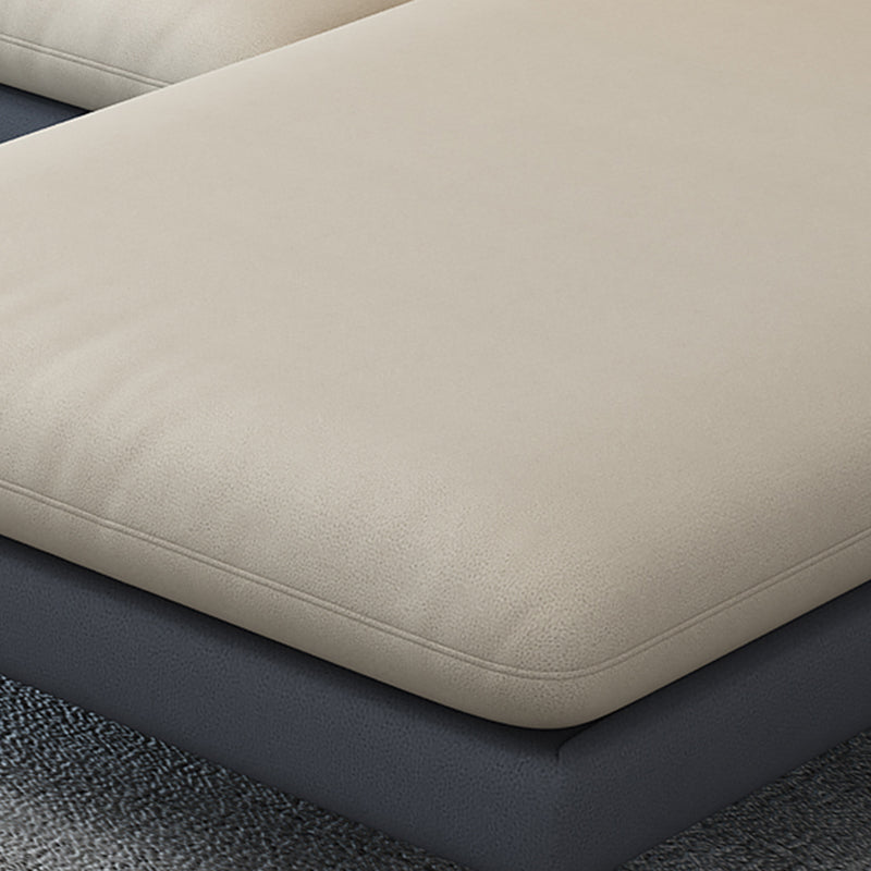 4-Seater L-Shape Sectional with Pillows Back and Slopped Arms