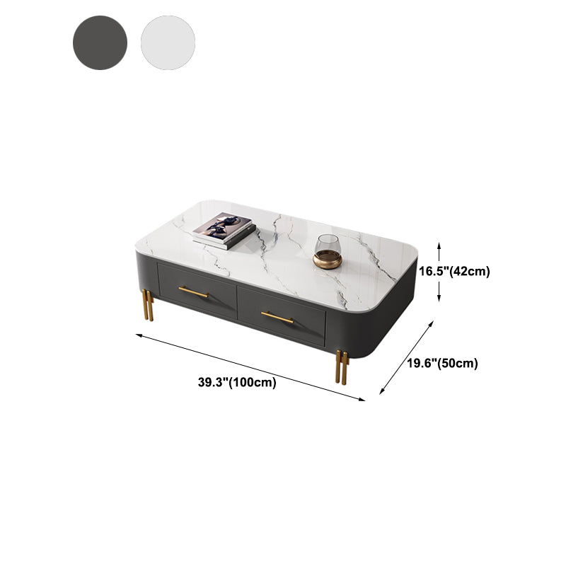 Glam 4 Legs Coffee Table Slate Rectangular Coffee Table for Home