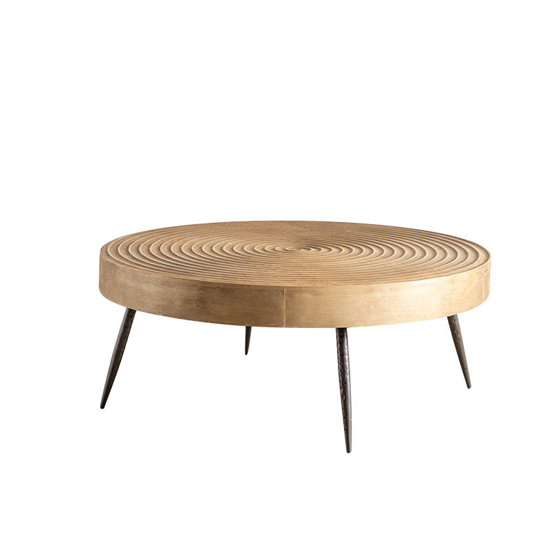 Modern Wooden Coffee Table Round Top Shape Cocktail Table for Living Room