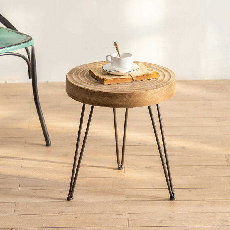 Modern Wooden Coffee Table Round Top Shape Cocktail Table for Living Room