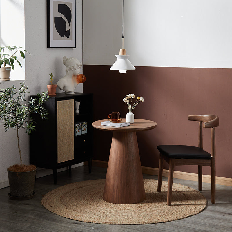 Modern Pedestal Wooden Coffee Table Set Round Top Shape Cocktail Table for Living Room