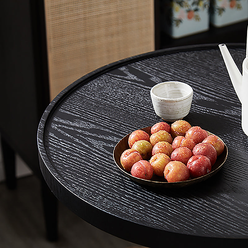 Modern Pedestal Wooden Coffee Table Set Round Top Shape Cocktail Table for Living Room