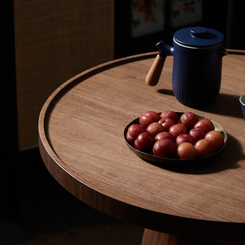 Modern Pedestal Wooden Coffee Table Set Round Top Shape Cocktail Table for Living Room