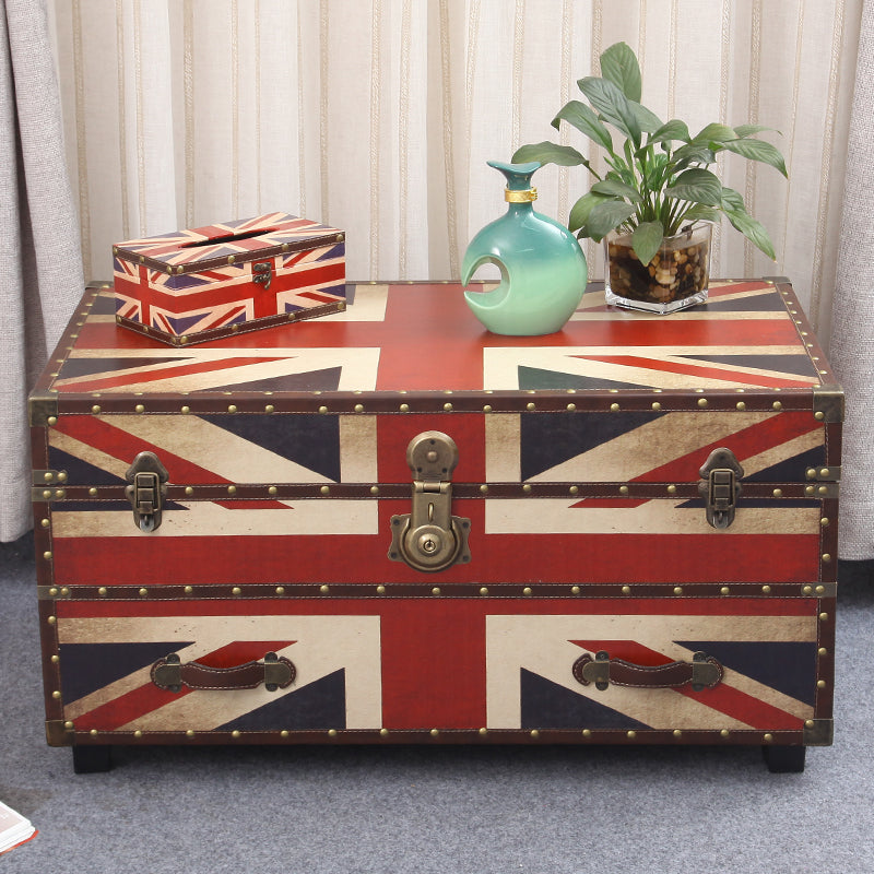 Scandinavian Trunk Storage Coffee Table Wooden Cocktail Table for Living Room
