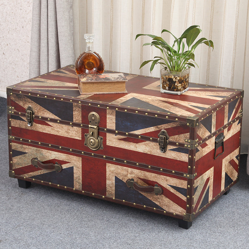 Scandinavian Trunk Storage Coffee Table Wooden Cocktail Table for Living Room