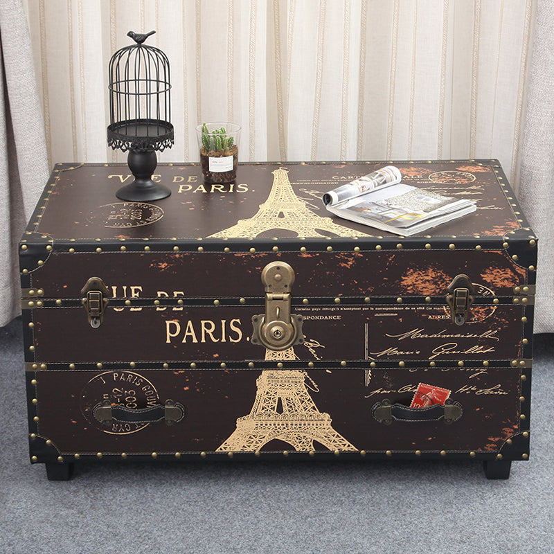 Scandinavian Trunk Storage Coffee Table Wooden Cocktail Table for Living Room