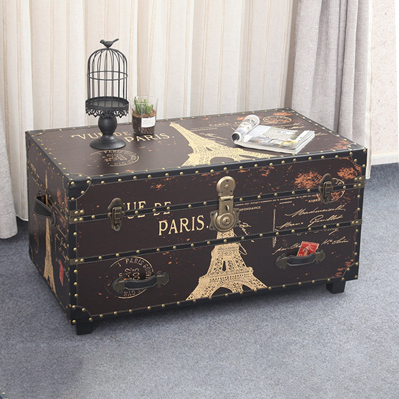 Scandinavian Trunk Storage Coffee Table Wooden Cocktail Table for Living Room