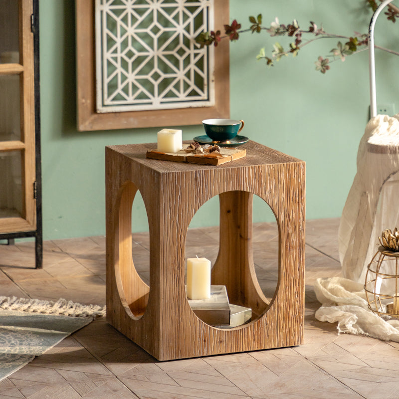 Modern Pedestal Wooden Coffee Table Rectangular Top Shape Cocktail Table