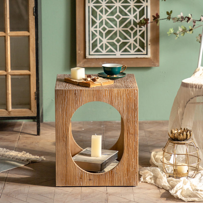 Modern Pedestal Wooden Coffee Table Rectangular Top Shape Cocktail Table