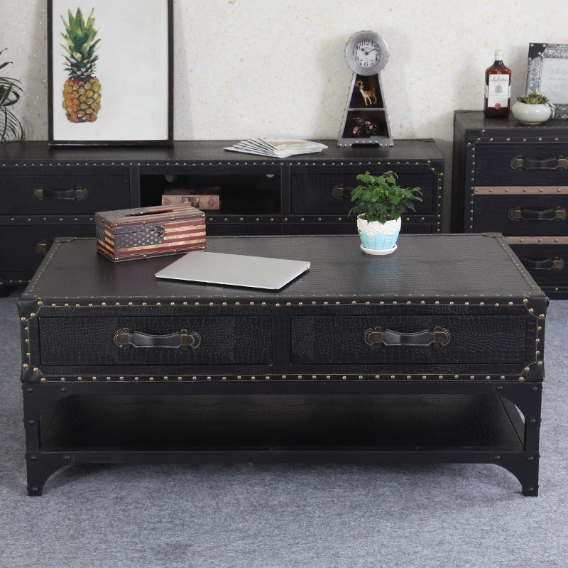 French Country Distressed Cocktail Table Wooden Coffee Table Set for Living Room