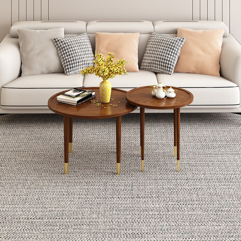 Modern Round Wooden Tray Top Coffee Table 4 Legs Cocktail Table