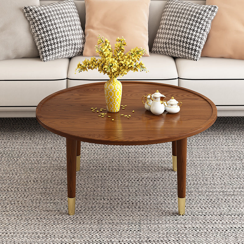 Modern Round Wooden Tray Top Coffee Table 4 Legs Cocktail Table