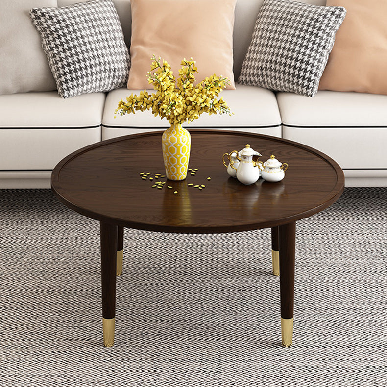 Modern Round Wooden Tray Top Coffee Table 4 Legs Cocktail Table