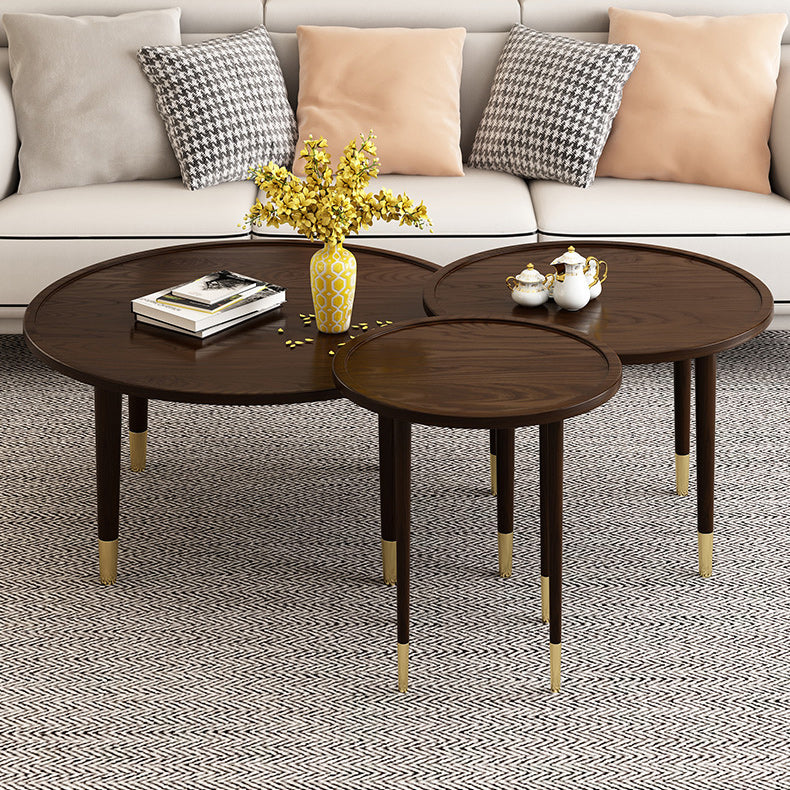 Modern Round Wooden Tray Top Coffee Table 4 Legs Cocktail Table