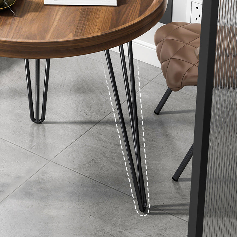 Wood 3 Legs Coffee Table Round Tray Top Coffee Table Minimalist