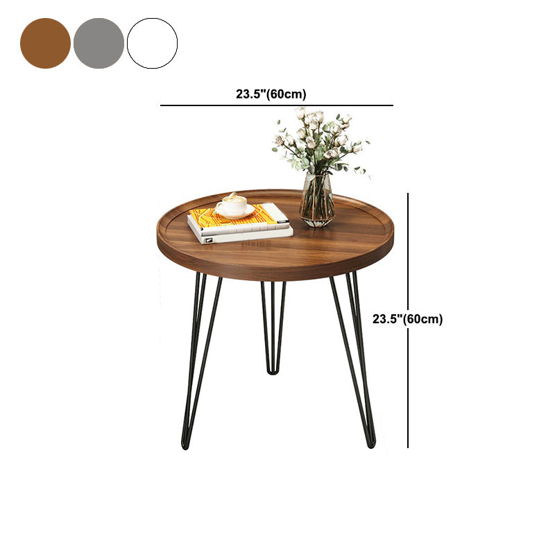 Wood 3 Legs Coffee Table Round Tray Top Coffee Table Minimalist