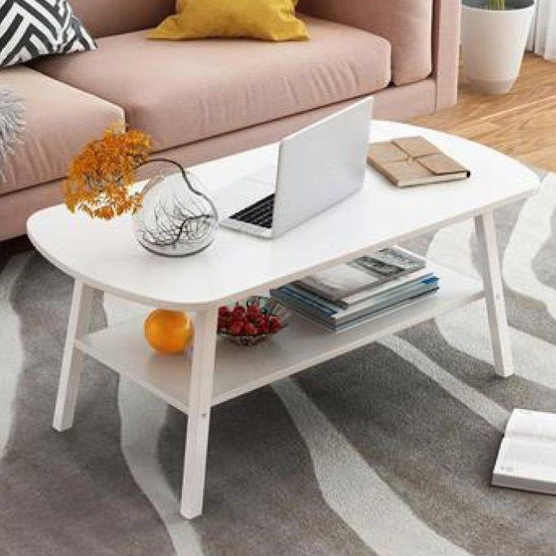 Modern 19.6" H Rectangle Wooden Coffee Table Steel 4 Legs Cocktail Table