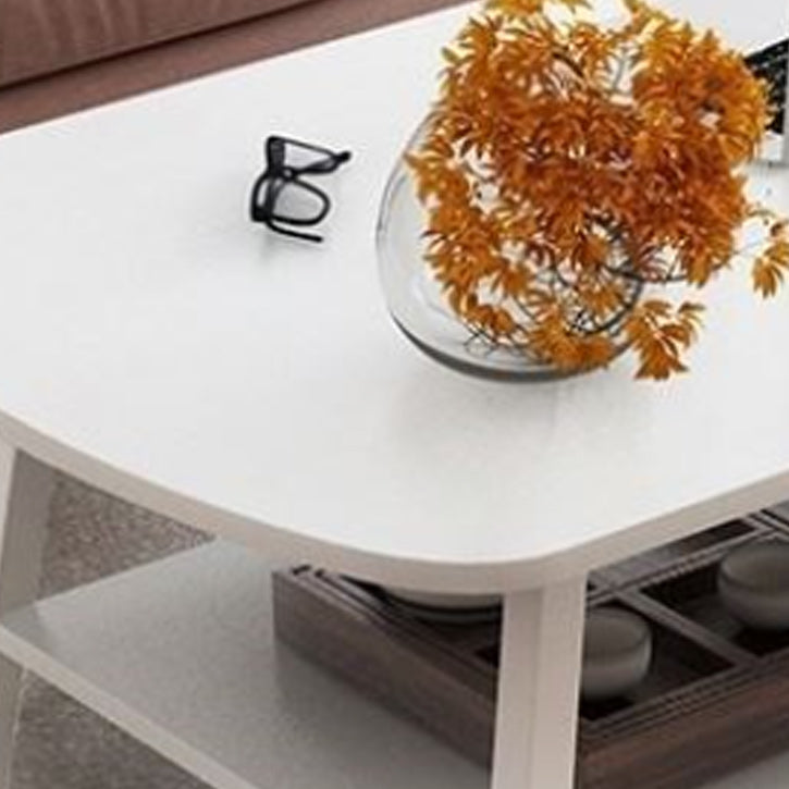 Modern 19.6" H Rectangle Wooden Coffee Table Steel 4 Legs Cocktail Table