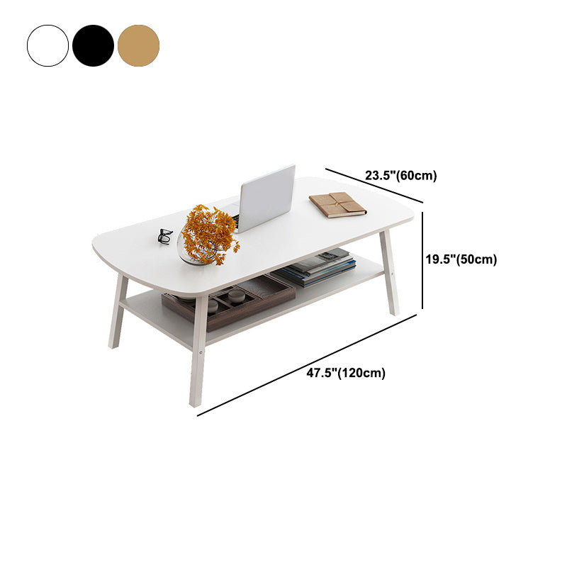 Modern 19.6" H Rectangle Wooden Coffee Table Steel 4 Legs Cocktail Table