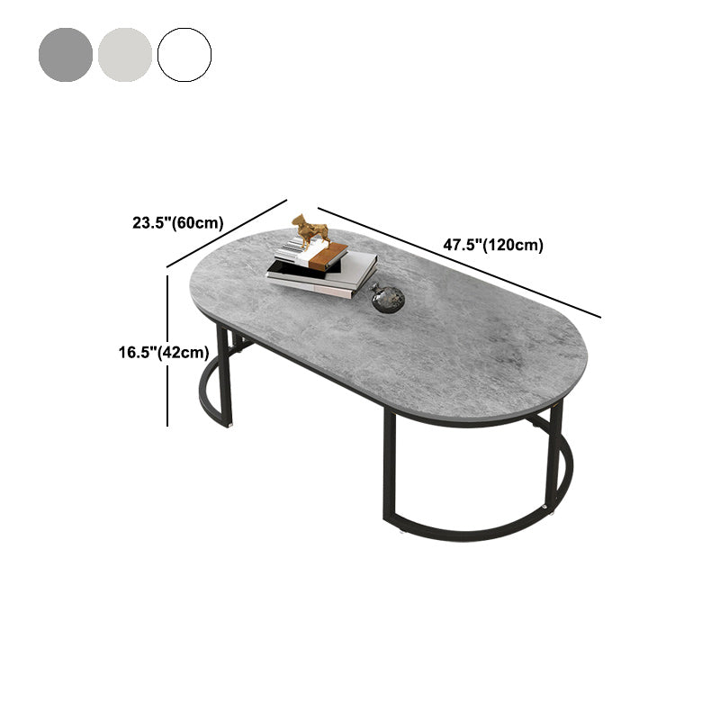 Oval Modern Coffee Table Wood Minimalist Coffee Table for Living Room