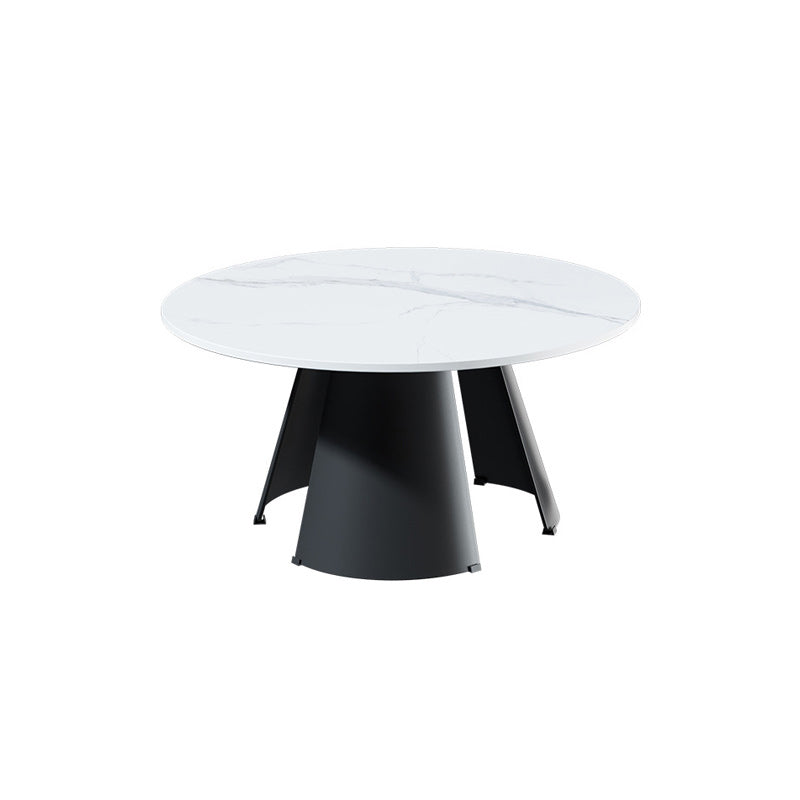 Abstract Base Design Round Slate Table Board Glam Style Metal Leg Coffee Table