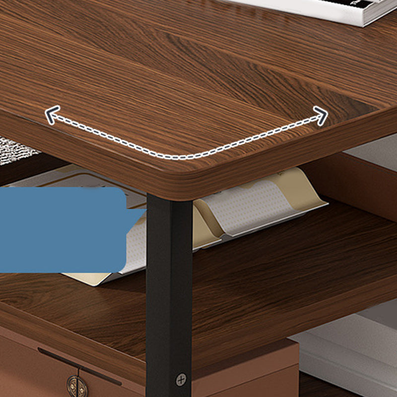 16.5" H Modern Rectangle Wooden Coffee Table Metal Frame Cocktail Table