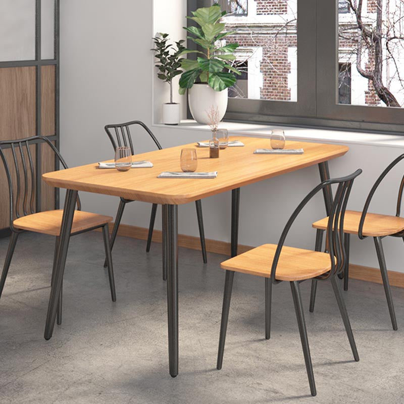 Industrial Style Natural Wood Table Metal 4 Legs Dining Table