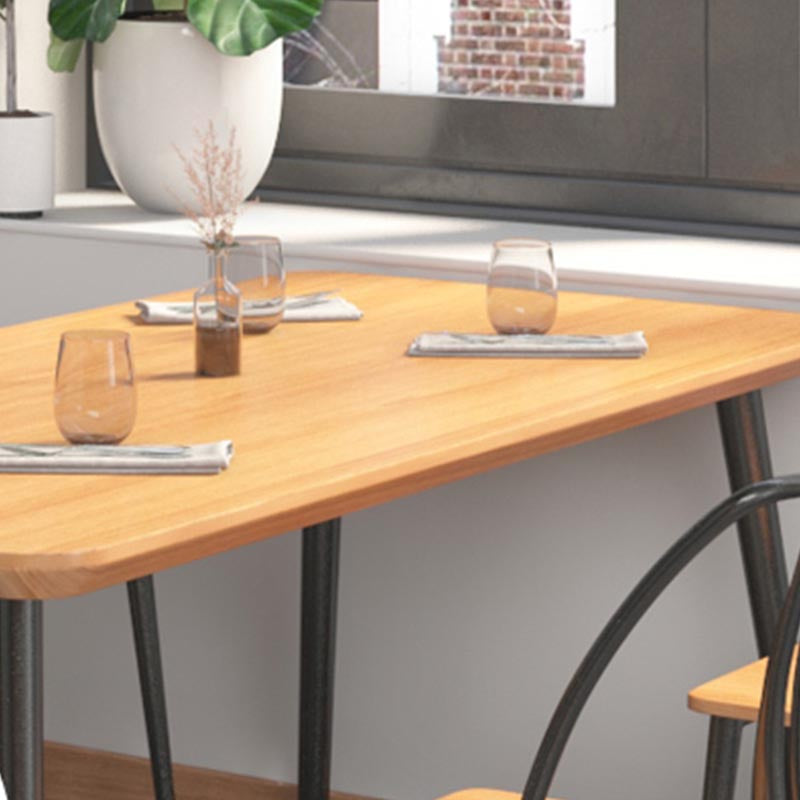 Industrial Style Natural Wood Table Metal 4 Legs Dining Table