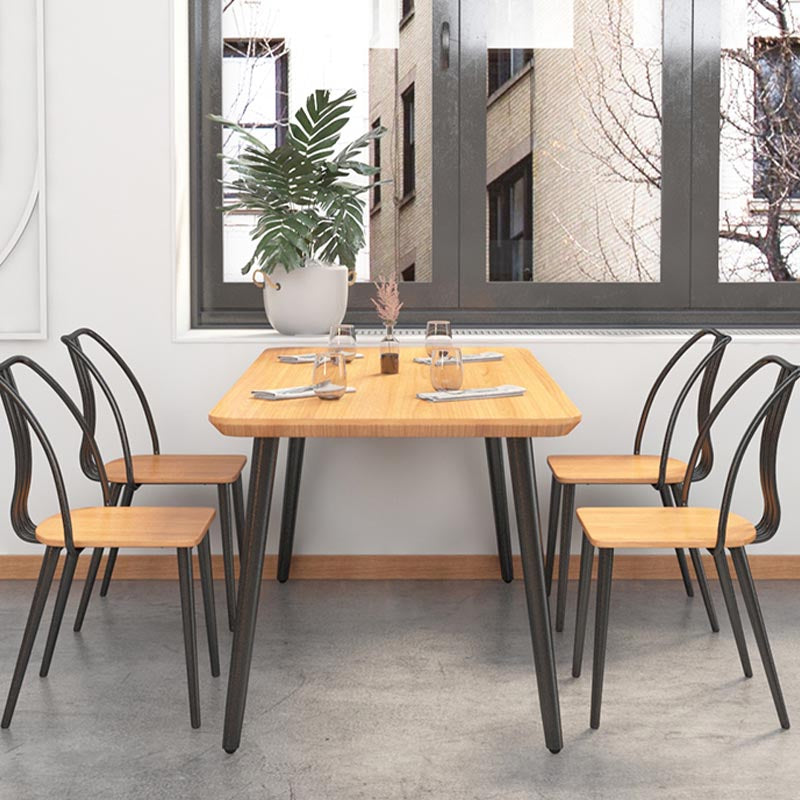 Industrial Style Natural Wood Table Metal 4 Legs Dining Table