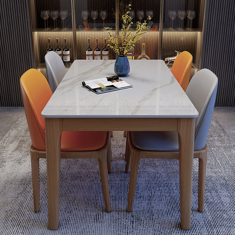 Mid-Century Modern Dining Table Stone Top Natural Finish Legs Dinner Table without Chair