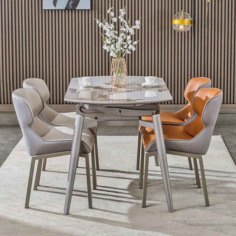 Extendable Dining Table Modern Round Stone Dinner Room Kitchen Table