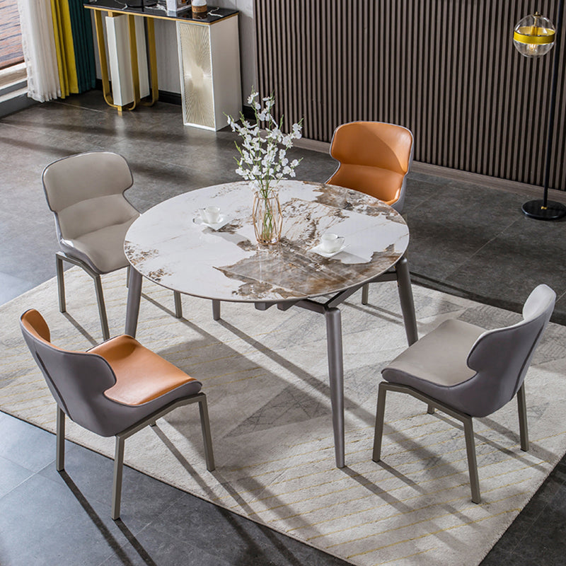 Extendable Dining Table Modern Round Stone Dinner Room Kitchen Table