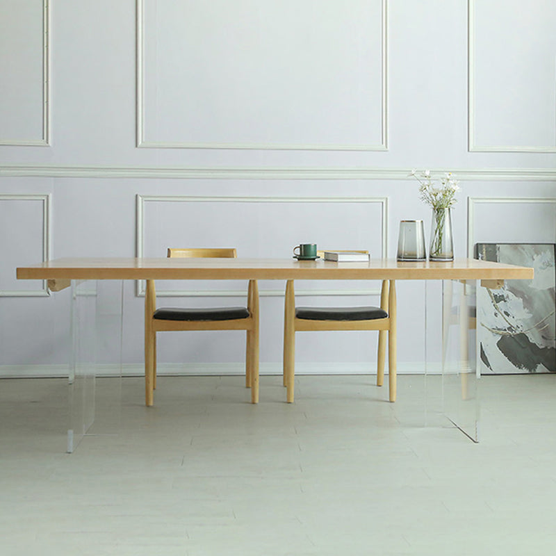 Pine Solid Wood Dining Table Rectangle Dining Table with Double Pedestal Base