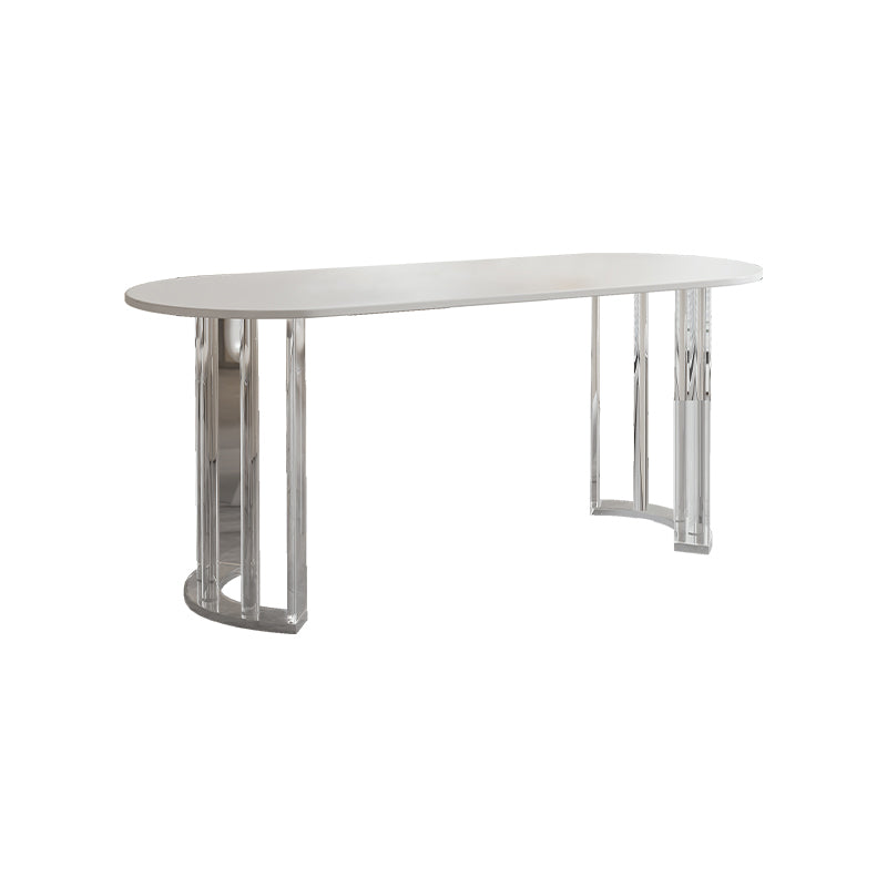 White Top Oval Dining Table Stone Dining Table with Acrylic Base