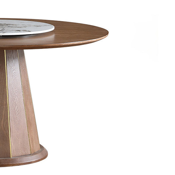 Contemporary Ash Wood Table for Restaurant Dining Table with Pedestal Base