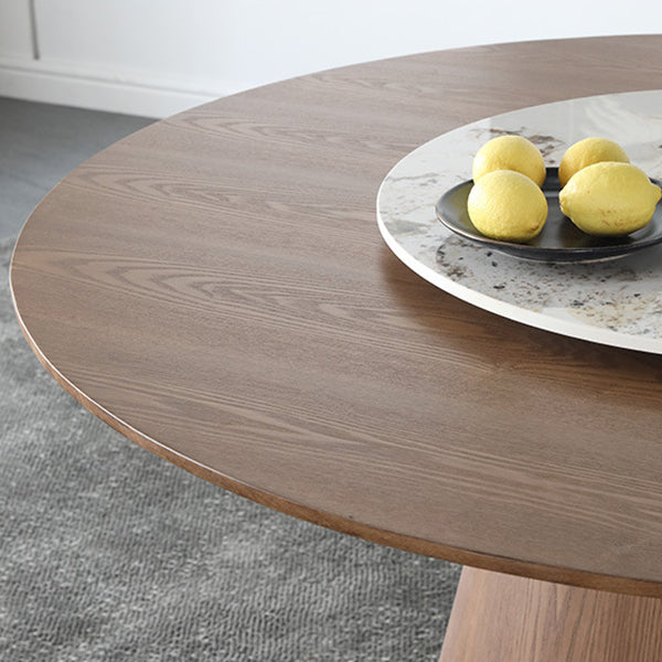 Contemporary Ash Wood Table for Restaurant Dining Table with Pedestal Base