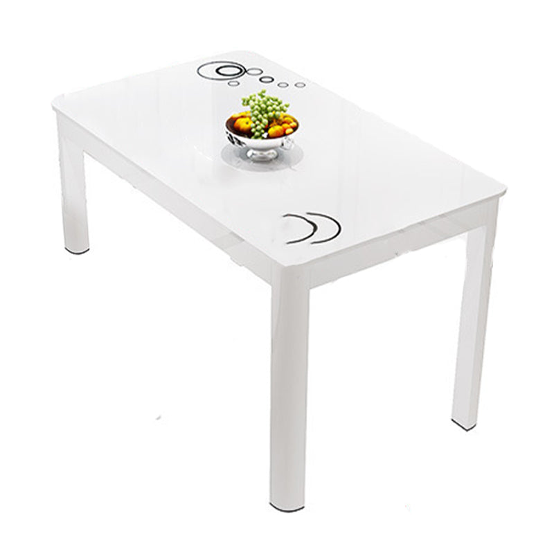 Rectangle Dining Table Modern White and Black in Glass Table for Kitchen