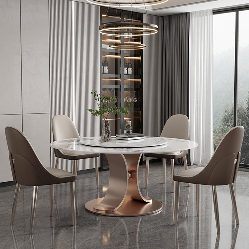 Rose Base Pedestal Dining Table Traditional Luxury Round Stone Dining Table