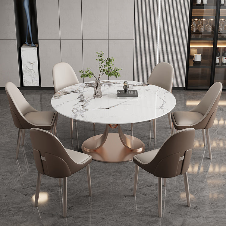 Rose Base Pedestal Dining Table Traditional Luxury Round Stone Dining Table