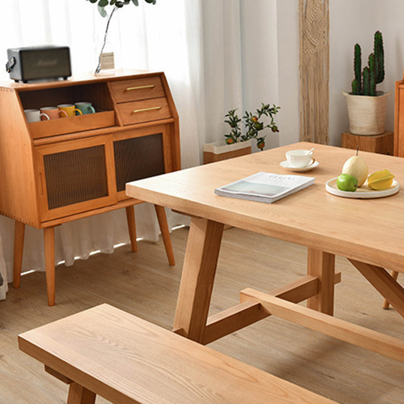 Contemporary Style Dining Table Solid Wood Rectangle Table for Home Kitchen
