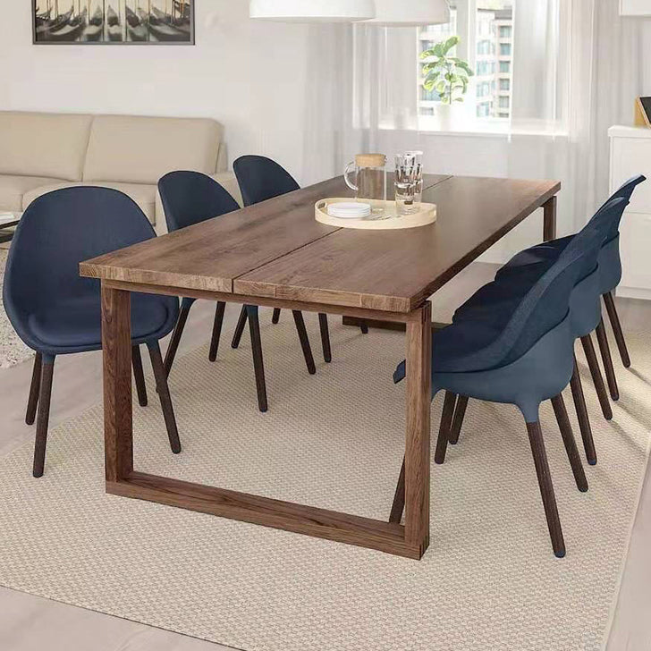 Rectangle Dining Table Solid Wood Contemporary Style Brown Dinner Table for Home Kitchen