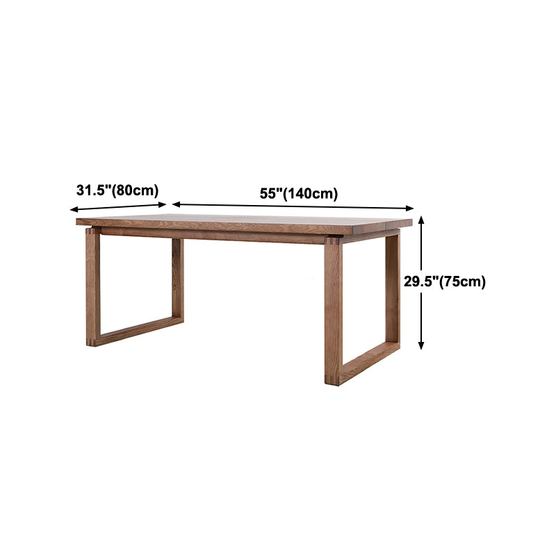 Rectangle Dining Table Solid Wood Contemporary Style Brown Dinner Table for Home Kitchen